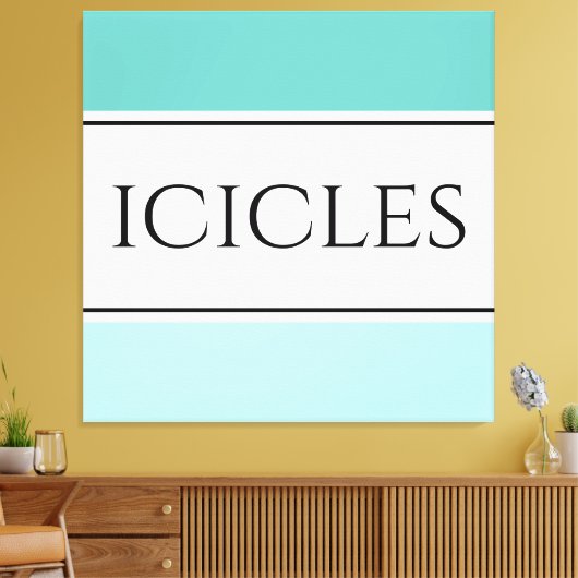 Helder Wit Koel Blauwgroen Polar Blauw Strepen ICI Canvas Afdruk (Insitu (Woonkamer))