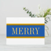 Helder wit koningsblauw KERST Mislukte strepen Feestdagenkaart (Staand voorkant)