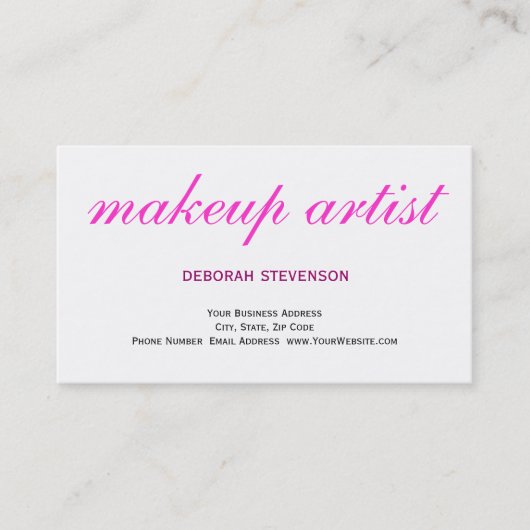 Helder wit roze make-up artiest Visitekaartje (Voorkant)