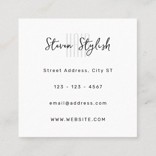 Helder wit vet vierkant visitekaartje (Achterkant)