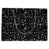 Helder wit Zwart Boho Kerstbomen Sneeuwman Groot Cadeauzakje (Achterkant)