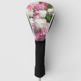 Helder witte en roze tulpen op een zonnige dag golfheadcover