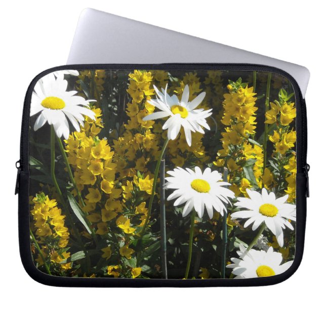 Helder Witte Madeliefjes Laptop Sleeve (Voorkant)