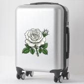 Helder Witte Roos Sticker (Koffer)