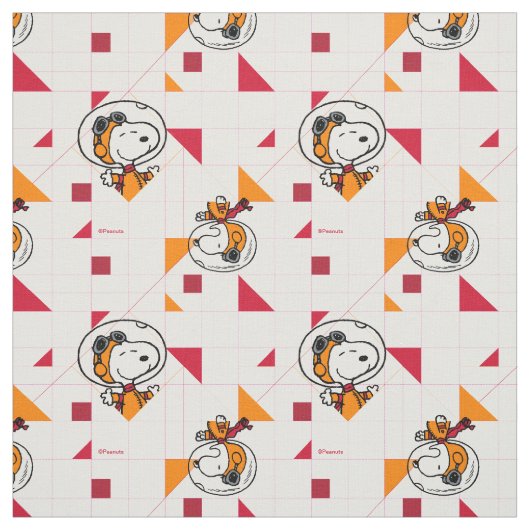 Helder Witte Snoopy Astronaut Geometrisch Stof (Swatch)