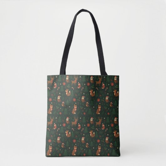 Helder Woodland Kerstmis Naadloos Patroon Tote Bag (Voorkant)