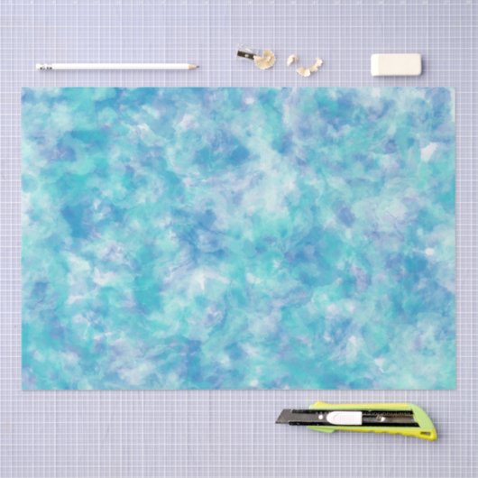 Helder Zee Blauwe Tone Waterverf Gemarmerd Tissuepapier (Craft)