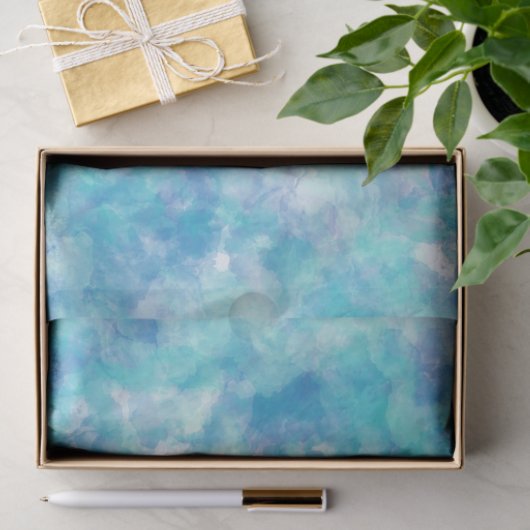 Helder Zee Blauwe Tone Waterverf Gemarmerd Tissuepapier (Geschenk)