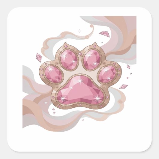 Helder zilveren ROZE GESIERDE POOTAFDRUK Sticker (Voorkant)