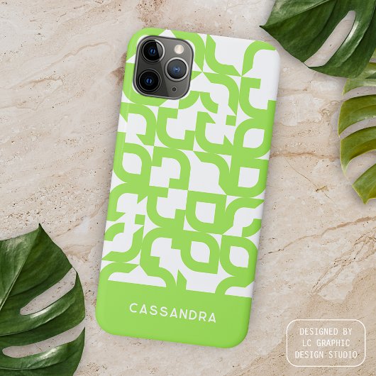 Helder Zomer Lime Groen Mideeuw Kunstpatroon Case-Mate iPhone Case