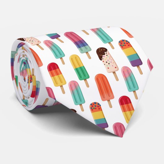 Helder Zomer Popsicle Patroon Stropdas (Opgerold)