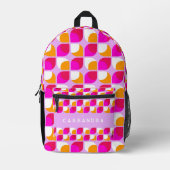 Helder Zomer Roze Sinaasappel Mideeuw Kunstpatroon Bedrukte Rugzak (Voorkant)