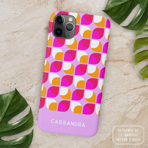 Helder Zomer Roze Sinaasappel Mideeuw Kunstpatroon iPhone 15 Pro Max Hoesje