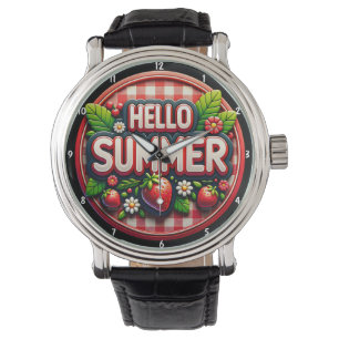 Helder Zomer Verse Aardbeien Festive Seizoensgebon Horloge