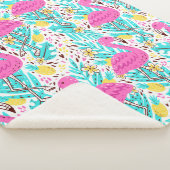 Helder zomerpatroon met flamingo, harten, ijs-c sherpa deken (3/4)