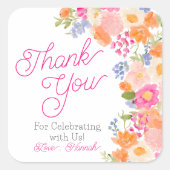 Helder zomerse wilde bloemen bloemstuk bruids beda vierkante sticker (Voorkant)