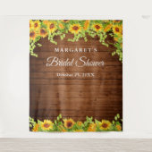 Helder Zonnebloem Rustieke Houten Fotohokje Achter Wandkleed (Voorkant)