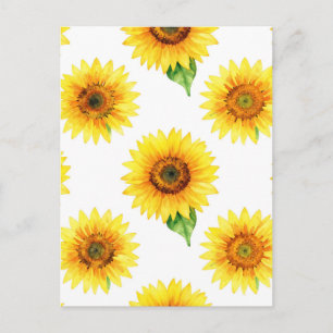 Helder Zonnebloem Watercolor Naadloos Patroon Briefkaart