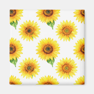 Helder Zonnebloem Watercolor Naadloos Patroon Magneet