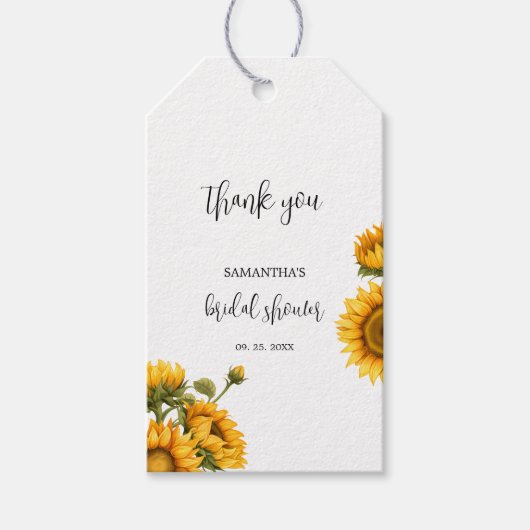 Helder zonnebloemen Bruids douche bedankt Cadeaulabel (Voorkant)