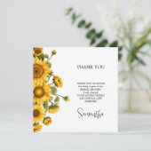 Helder zonnebloemen Bruidsuitnodiging minimalistis Bedankkaart (Staand voorkant)