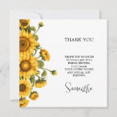 Helder zonnebloemen Bruidsuitnodiging minimalistis Bedankkaart (Voorkant)