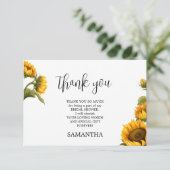 Helder zonnebloemen Bruidsuitnodiging minimalistis Bedankkaart (Staand voorkant)