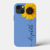 Helder Zonnebloempaustnaam Blauwe iPhone-draagtas Case-Mate iPhone Case (Achterkant)