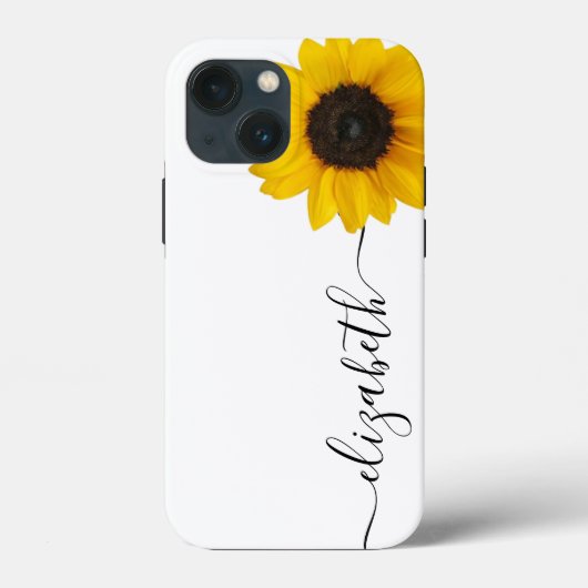 Helder Zonnebloempaustnaam iPhone Case (Achterkant)