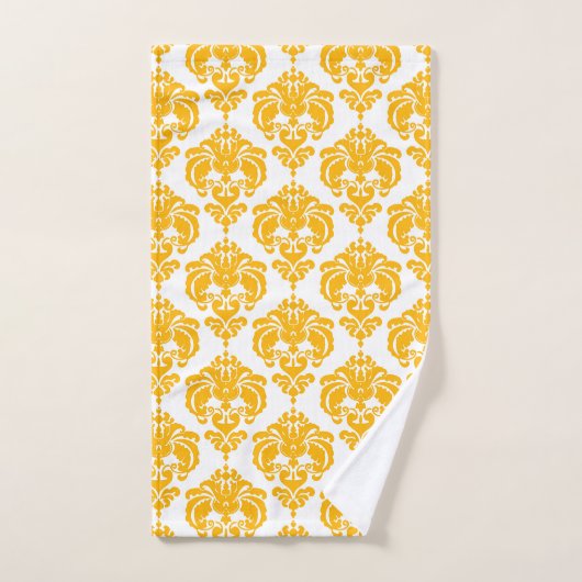 Helder Zonnig Geel & Wit Koninklijk Glam Damask Bad Handdoek (Handdoek)