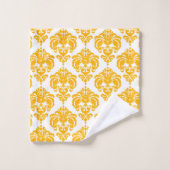 Helder Zonnig Geel & Wit Koninklijk Glam Damask Bad Handdoek (Wasdoekje)