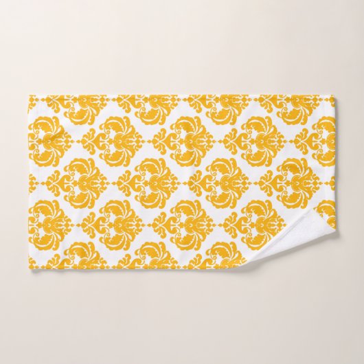 Helder Zonnig Geel & Wit Koninklijk Glam Damask Bad Handdoek (Handdoek)