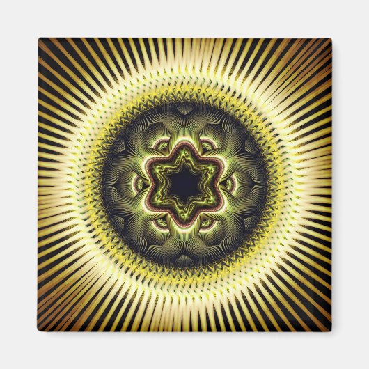 Helder zonnig psychedelisch patroon magneet (Voorkant)