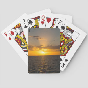 Helder zonsondergang boven de oceaan pokerkaarten