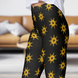 Helder zwart en goud ster patroon leggings