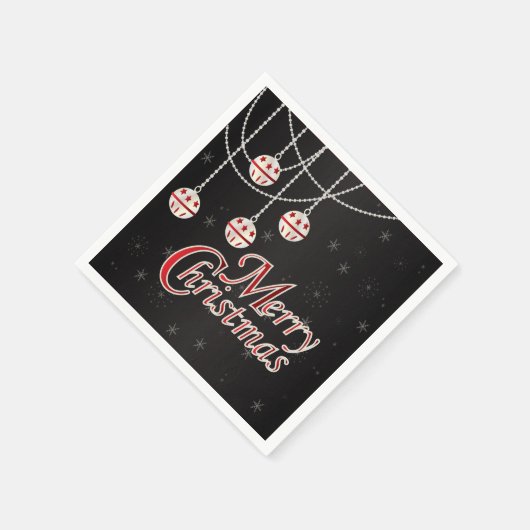 Helder zwart, rood en wit vrolijk kerstfeest servetten (Hoek)