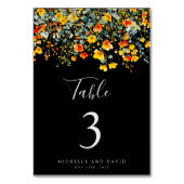 Helder Zwarte Bloemige Bruiloft Kaart (Voorkant)