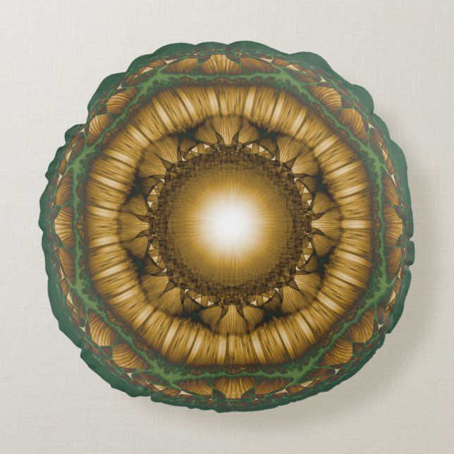 Helderachtig floraal fractaal patroon rond kussen (Voorkant)