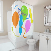 Helderballonnen voor gevierd gebruik, met de naam  douchegordijn (In situ)