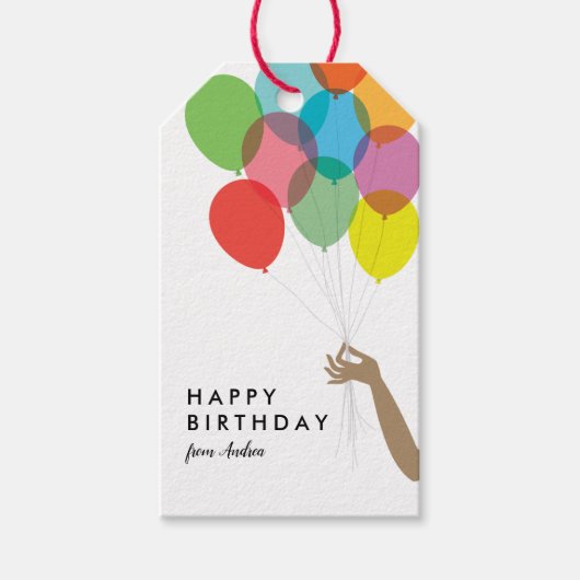 Helderballons Happy Birthday Gift Label Cadeaulabel (Voorkant)