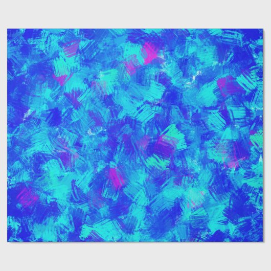 Helderblauw Abstract penseelstreken ontwerp Cadeaupapier (Vlak)