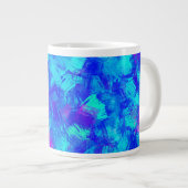Helderblauw Abstract penseelstreken ontwerp Grote Koffiekop (Voorkant rechts)