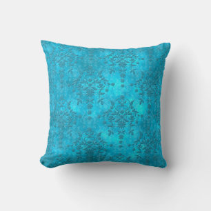 Helderblauw Aqua dubbel vervormd Damask Kussen