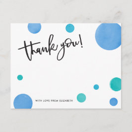 Helderblauw Baby shower van de Dot Dank u Bedankkaart