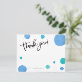 Helderblauw Baby shower van de Dot Dank u Bedankkaart (Staand voorkant)