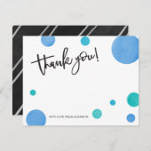 Helderblauw Baby shower van de Dot Dank u Bedankkaart (Voorkant / Achterkant)