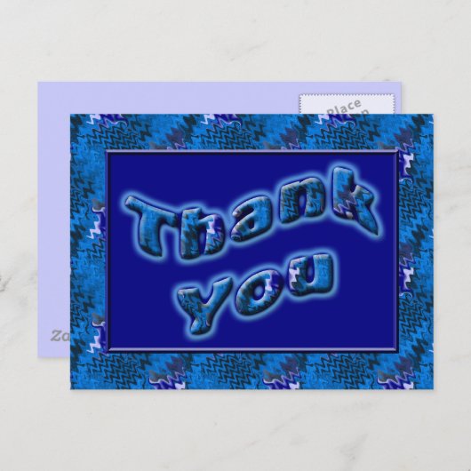 Helderblauw bedankt briefkaart (Voorkant / Achterkant)