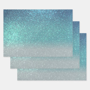 Helderblauw Blauwgroen reserveglitter ombre-gradië Inpakpapier Vel