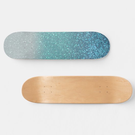 Helderblauw Blauwgroen reserveglitter ombre-gradië Persoonlijk Skateboard (Horizontaal)