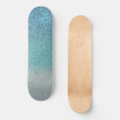 Helderblauw Blauwgroen reserveglitter ombre-gradië Persoonlijk Skateboard (Voorkant)